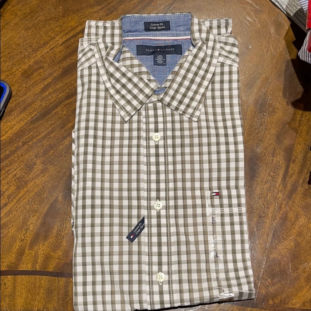 New Grey and White Tommy Hilfiger Button-up shirt